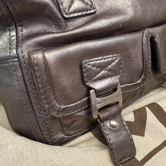 MICHAEL Michael Kors Gunmetal Ranger Leather Satchel Y2K - Picture 3 of 9